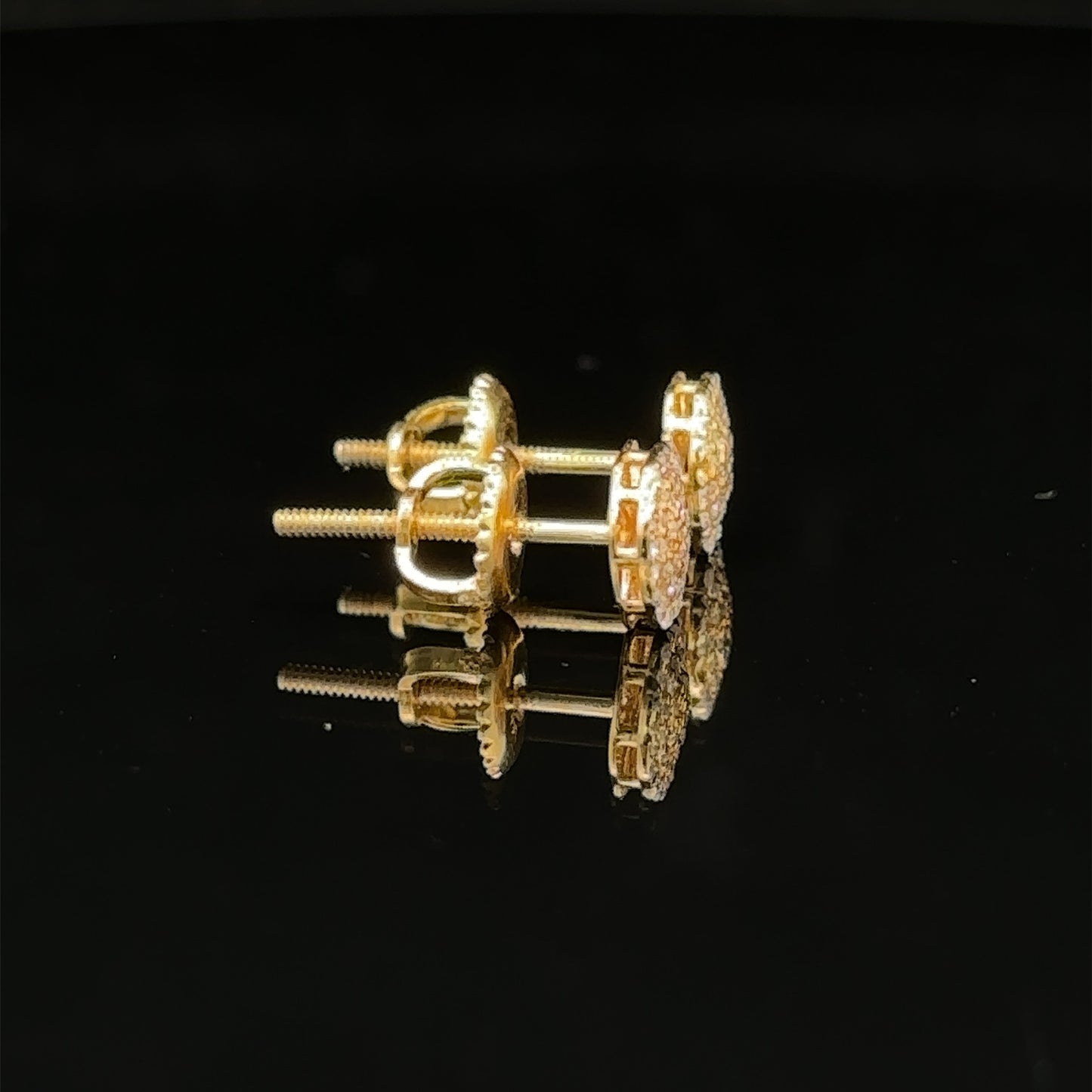 14k yellow gold and diamond flower earrings