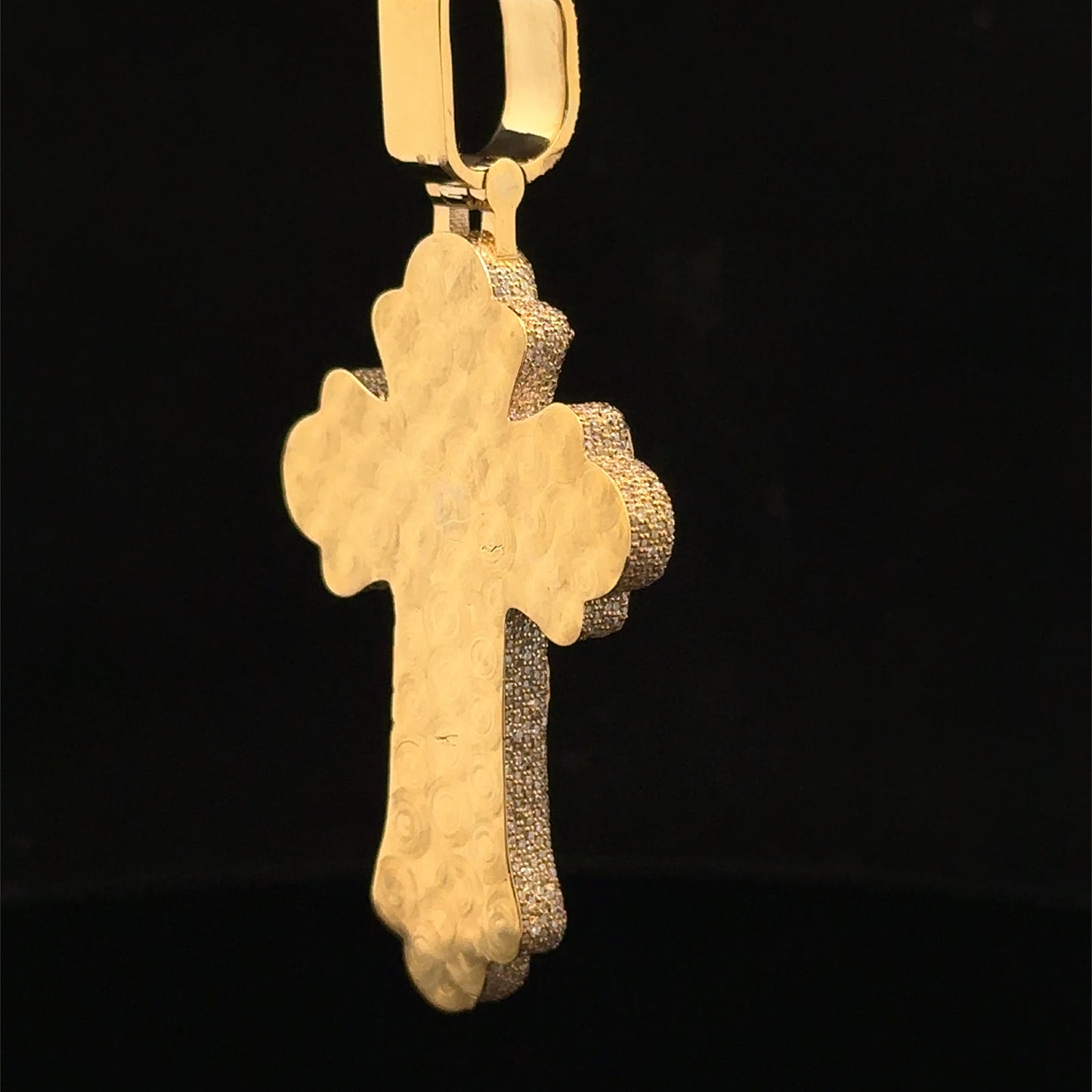 10K Yellow Gold Cross Pendant with Diamonds & Multicolored Stones
