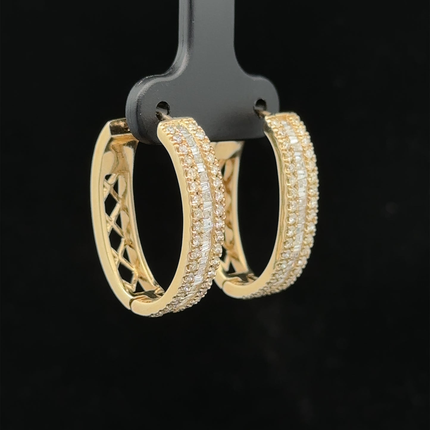 14k yellow gold and diamond Hoop Earrings