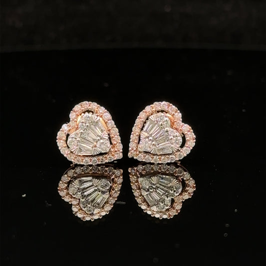 14k two-tone: rose and white gold and diamond Earrings