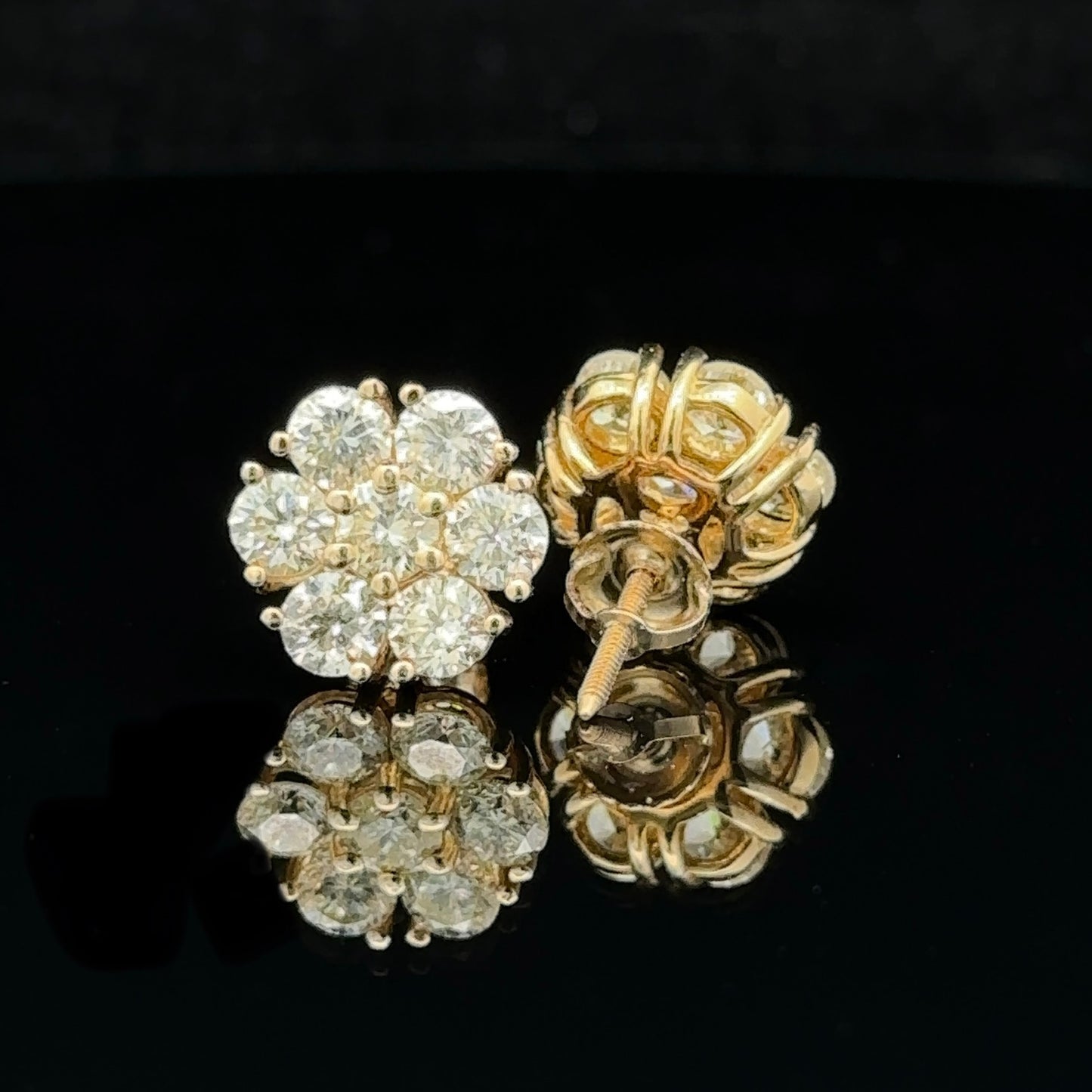 14k yellow gold and diamond flower Earrings (20 pointer)