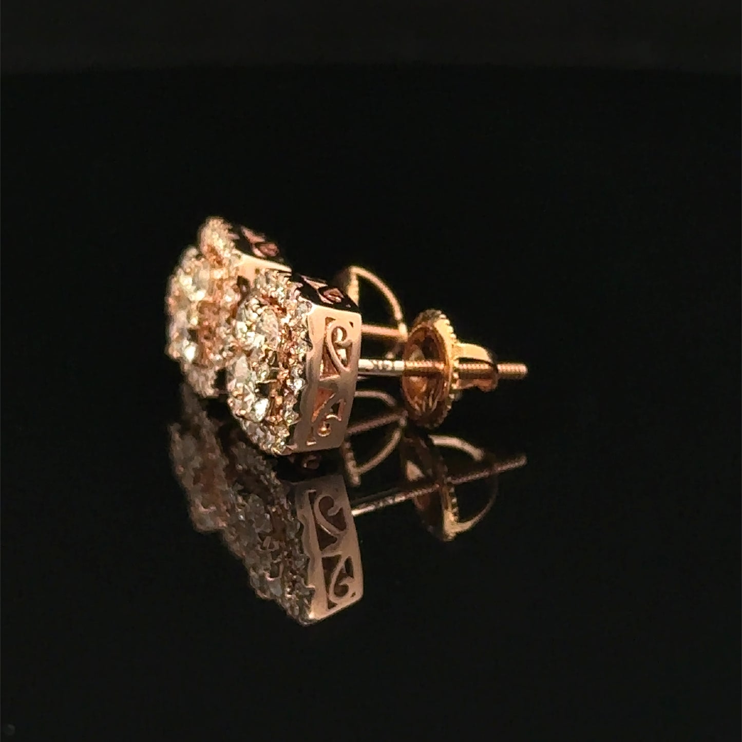 14k Rose Gold and Diamond Earrings