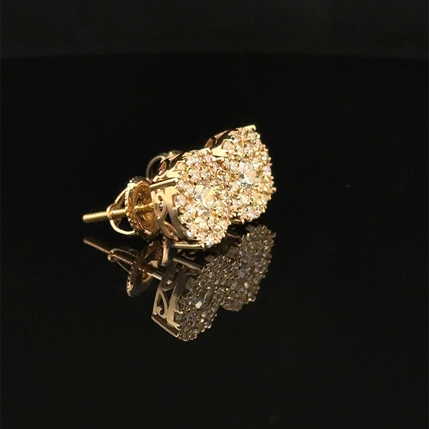 14K Yellow Gold Natural Diamond Earrings