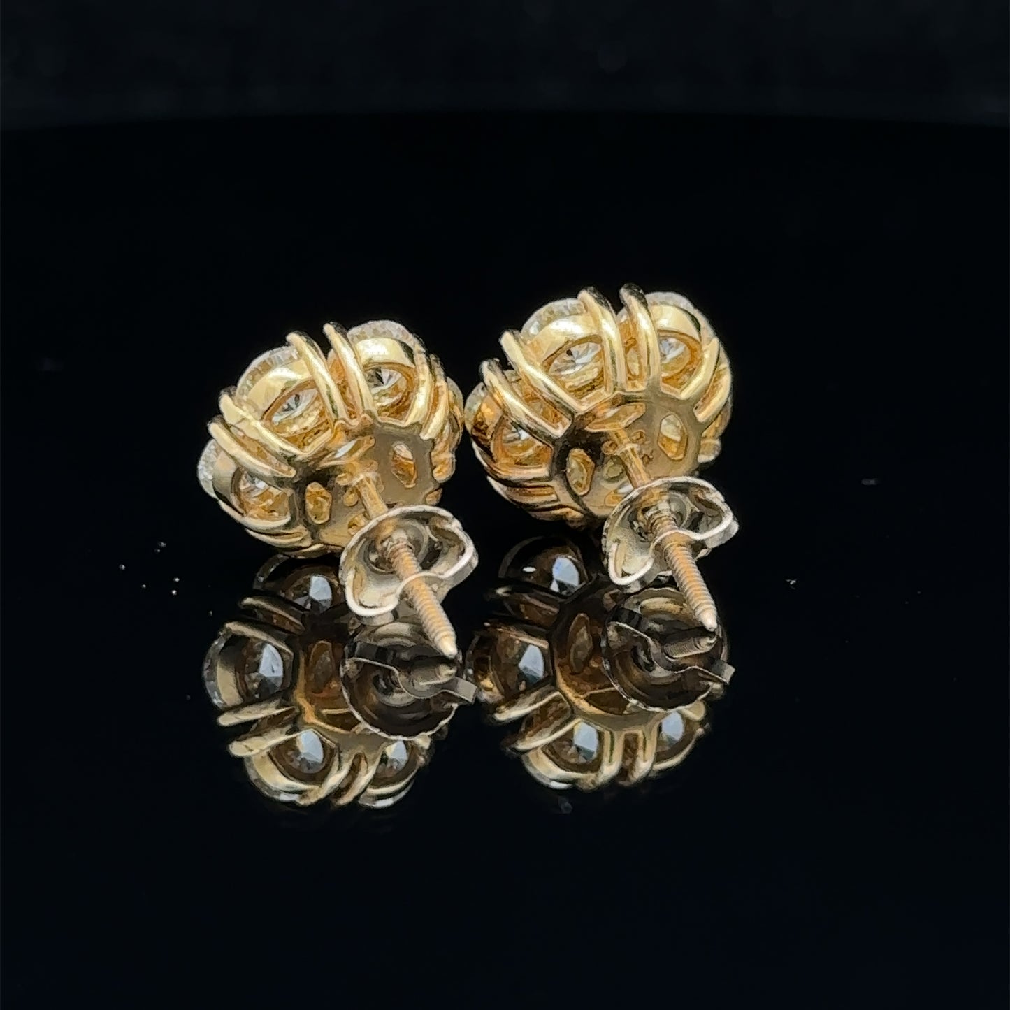 14k yellow gold and diamond flower Earrings (25 pointer)