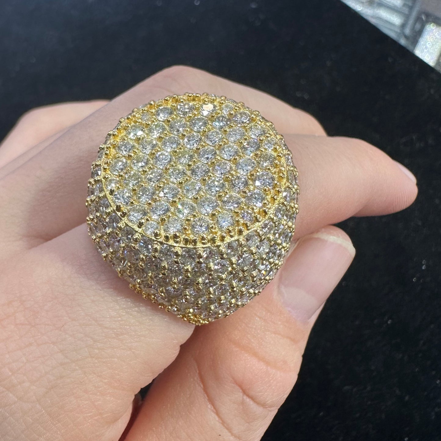 14k yellow gold Men`s Ring with Round Diamonds