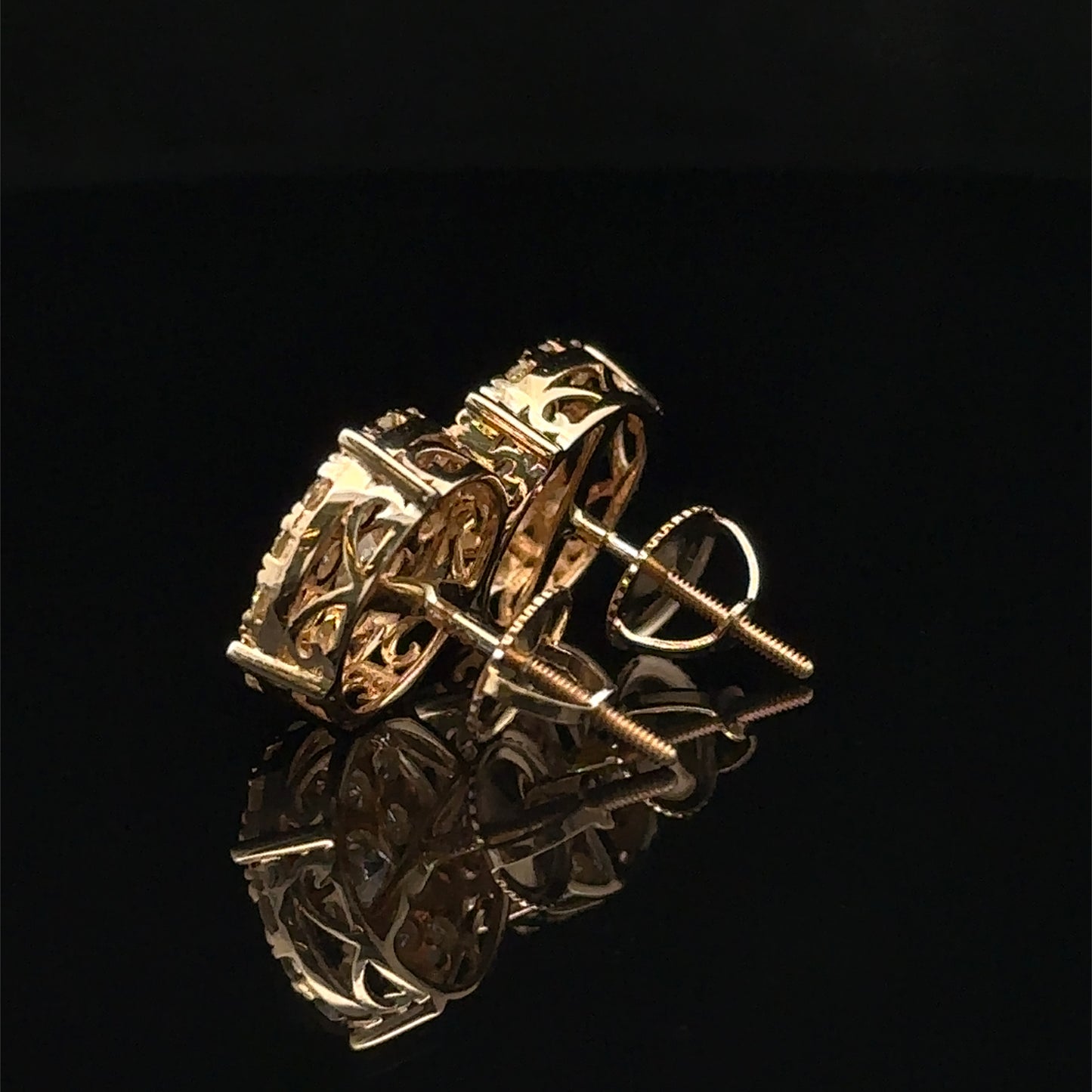 14k Yellow Gold and Diamond Earrings