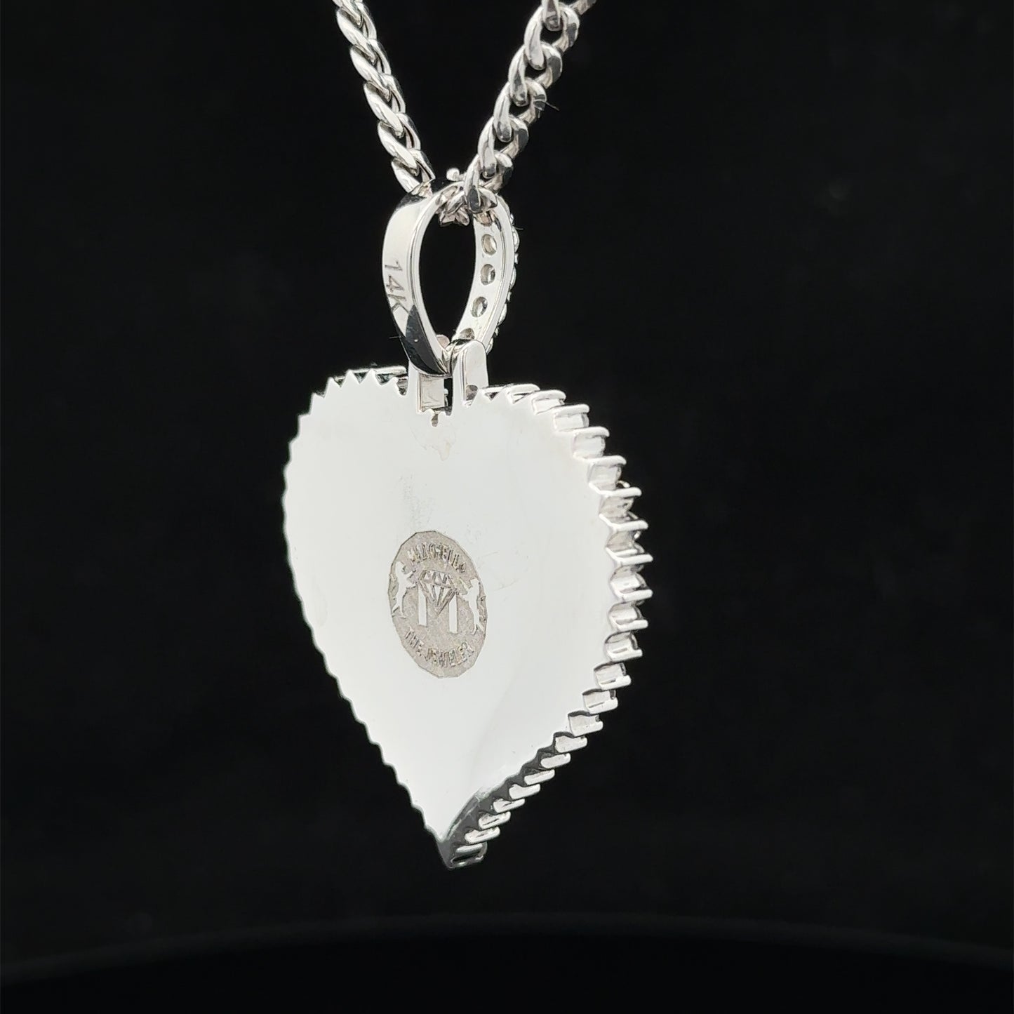 14k white gold and diamond Heart Shaped Picture pendant