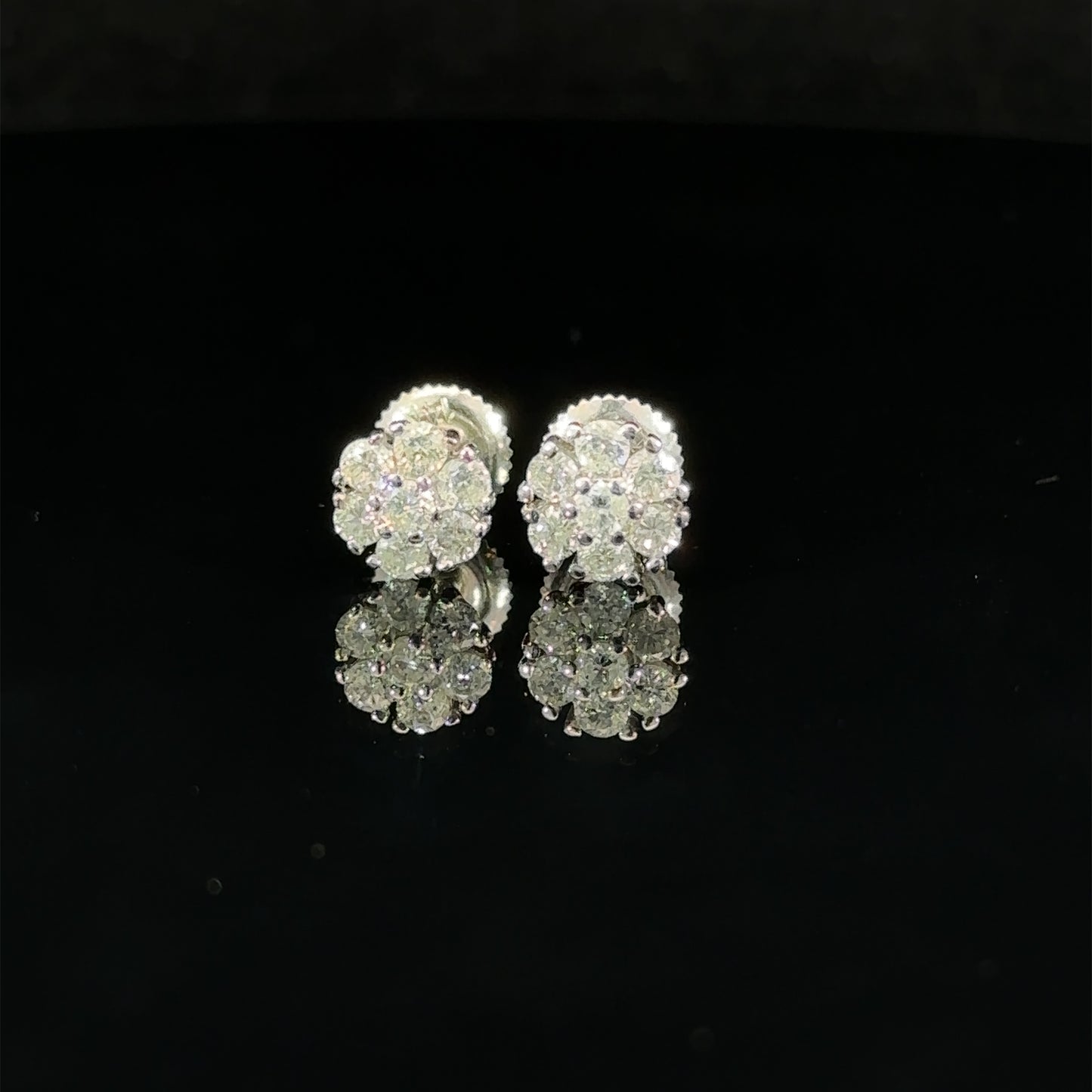 14k white gold and diamond Flower Earrings (5 pointer)