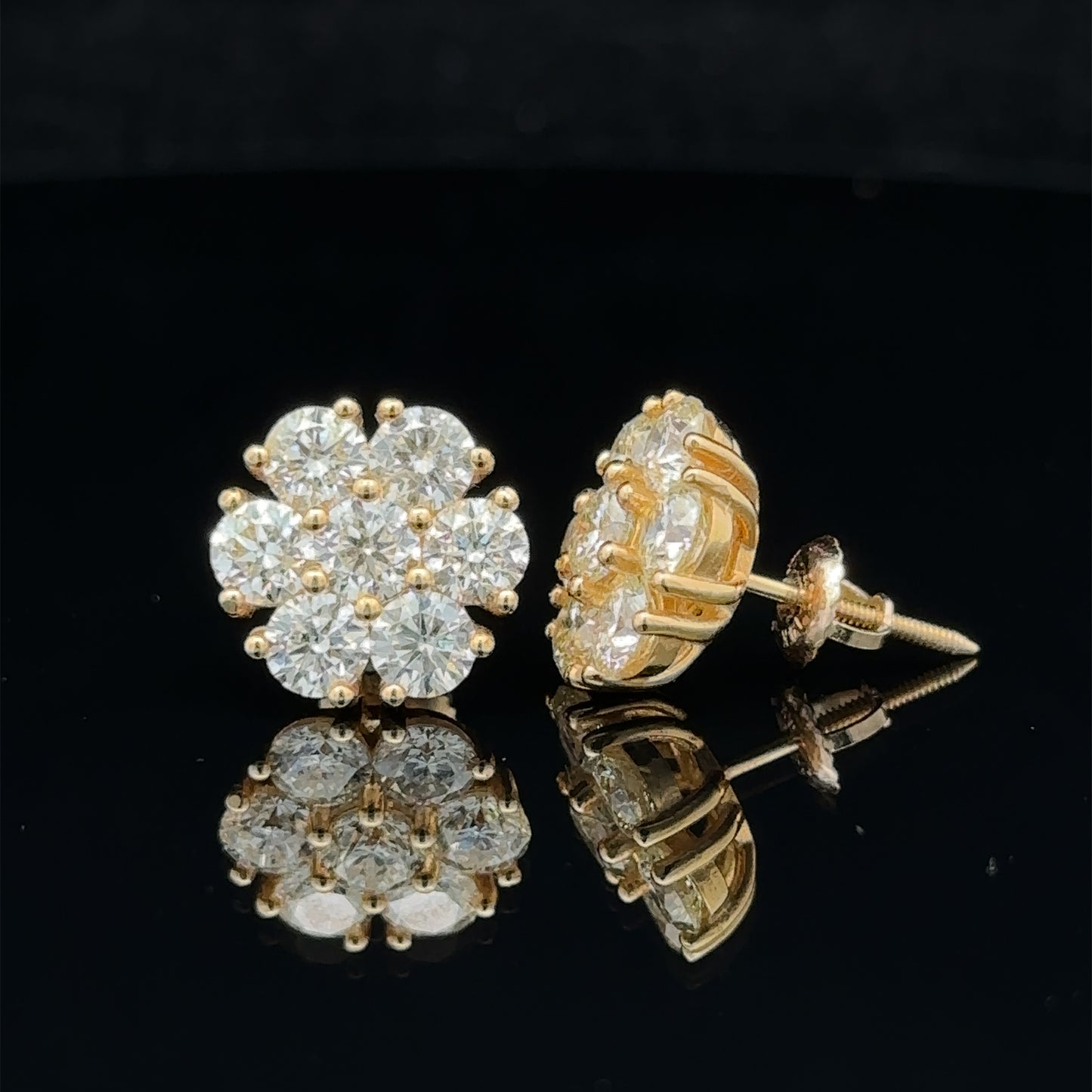 14k yellow gold and diamond flower Earrings (28 pointer)