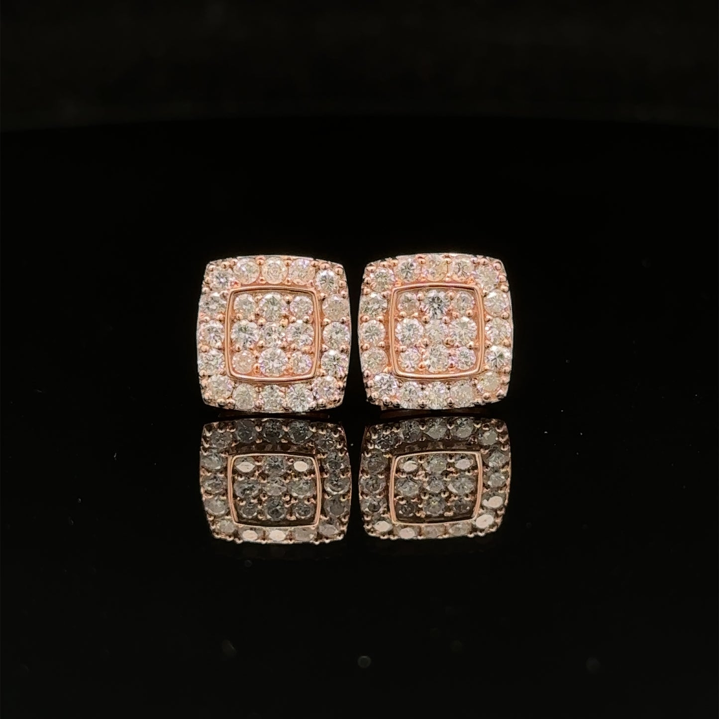 14k rose gold and diamond Square shaped Earrings