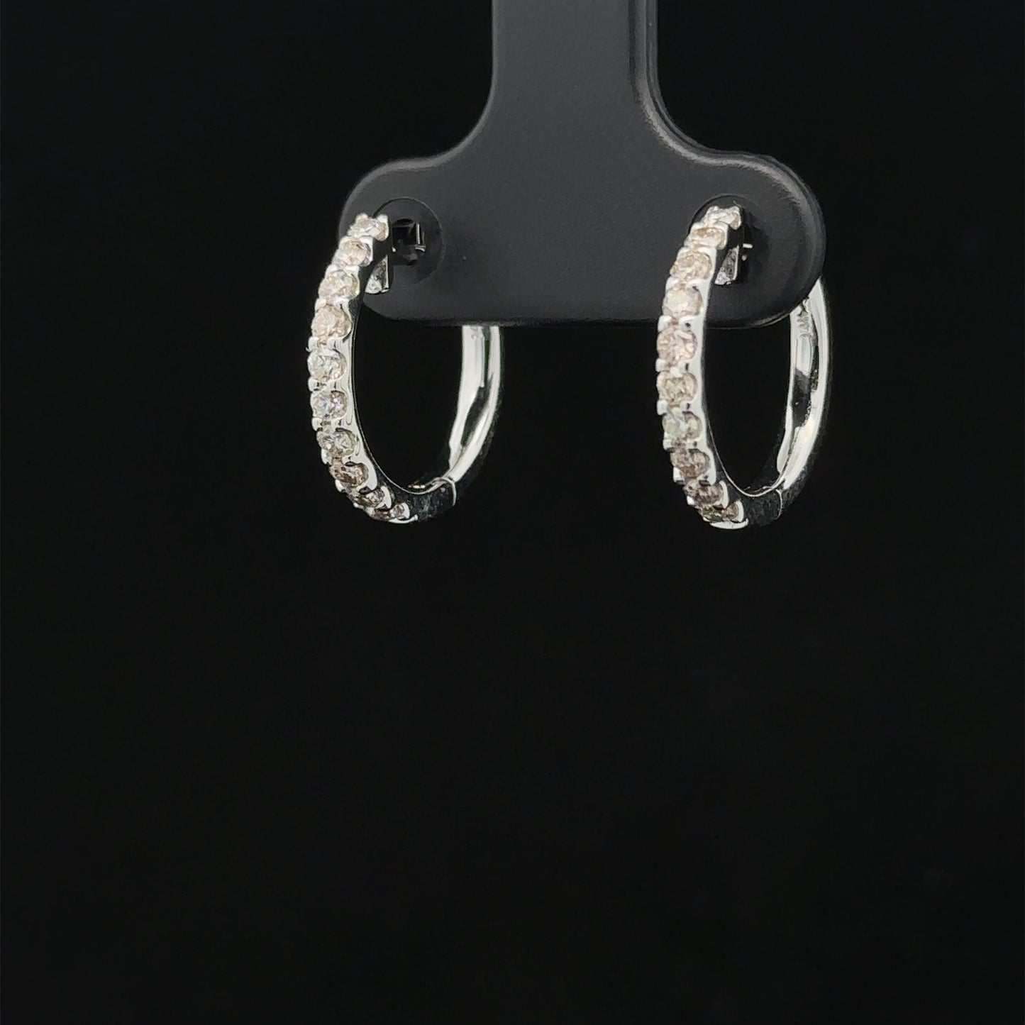 14k white gold and diamond Hoop Earrings