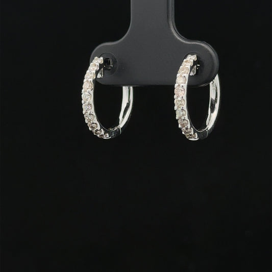 14k white gold and diamond Hoop Earrings