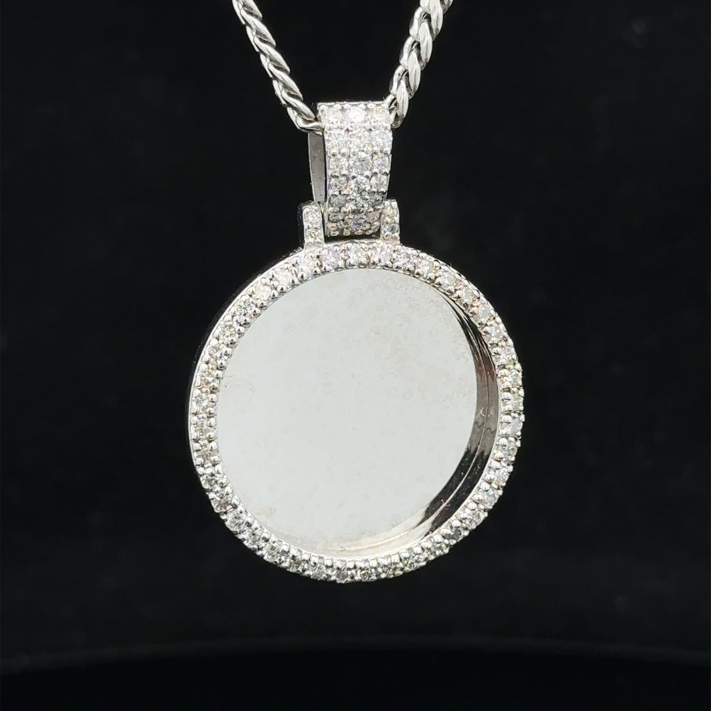 14k white gold and diamond Picture Pendant and Chain set