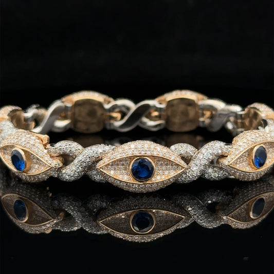 14k gold and diamond Evil Eye Bracelet
