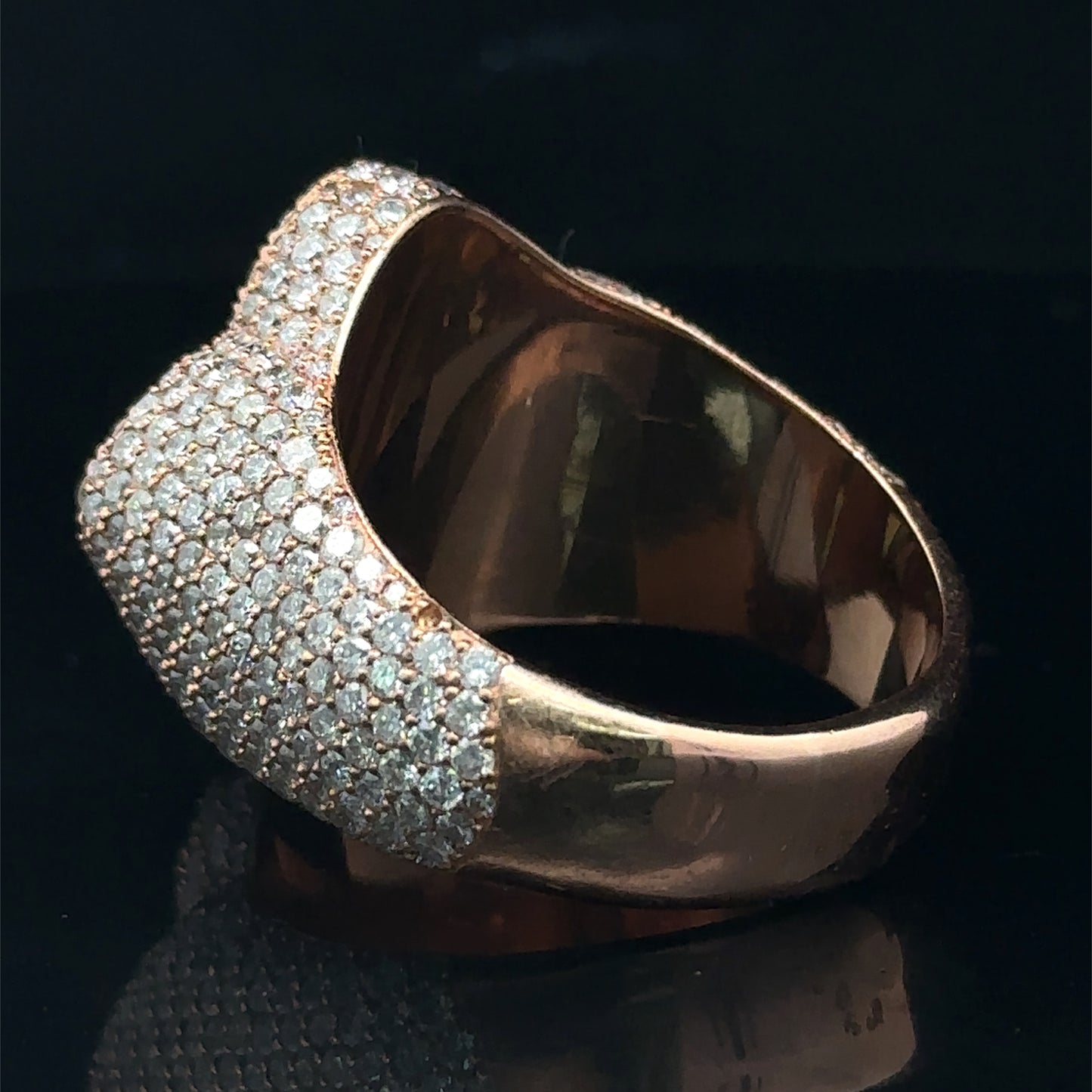 Rose gold and diamond Ring with Green Fancy Cut Colored Stones