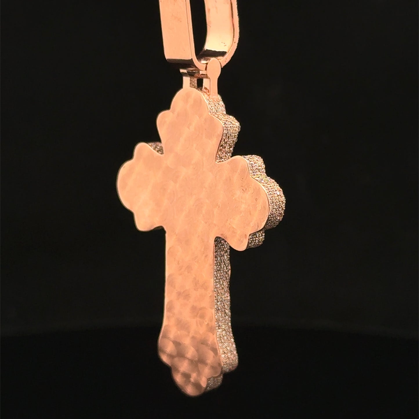 10K Rose Gold Cross Pendant with Diamonds & Multicolored Stones