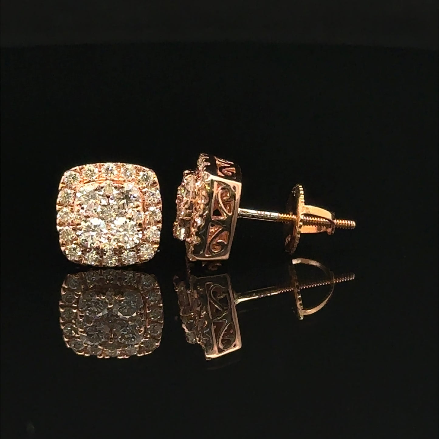 14k Rose Gold and Diamond Earrings