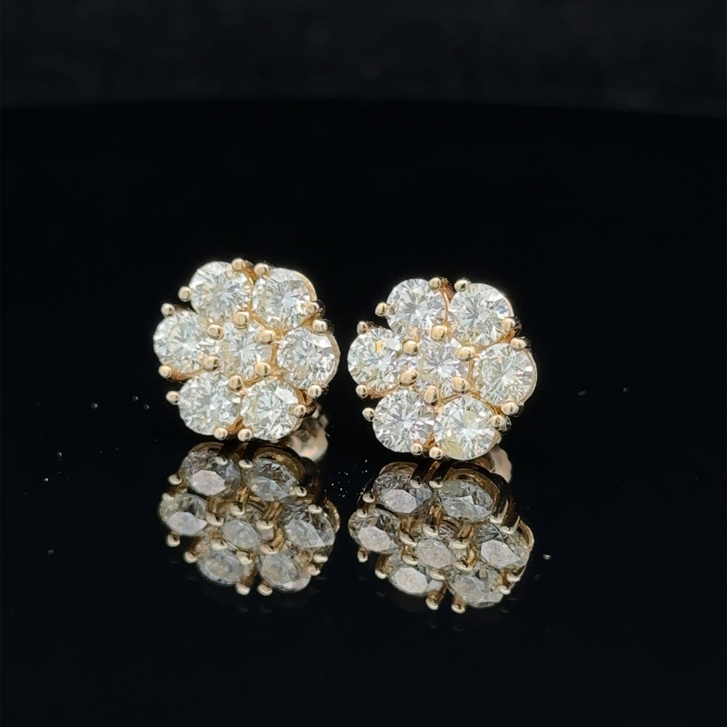 14k yellow gold and diamond flower Earrings (20 pointer)