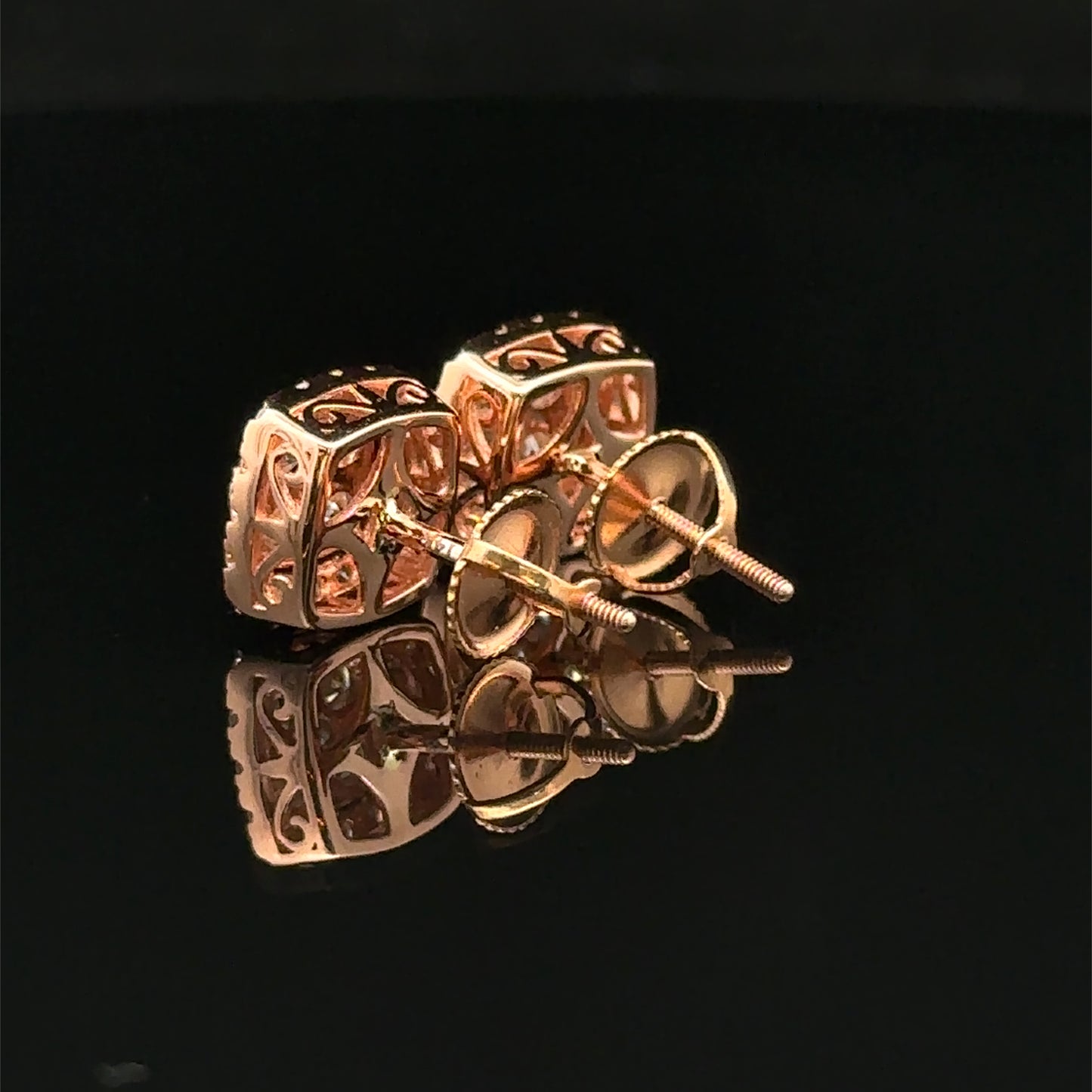 14k Rose Gold and Diamond Earrings