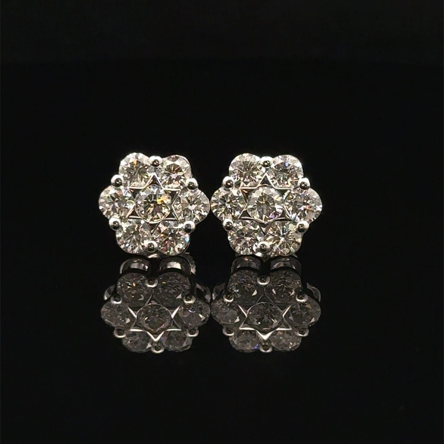 14k White Gold Diamond Flower Earrings – Delicate & Luxurious Fine Jewelry