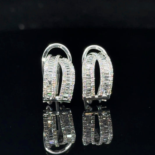 14k white gold and diamond Hoop Earrings