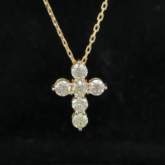 14k yellow gold and diamond Cross Pendant