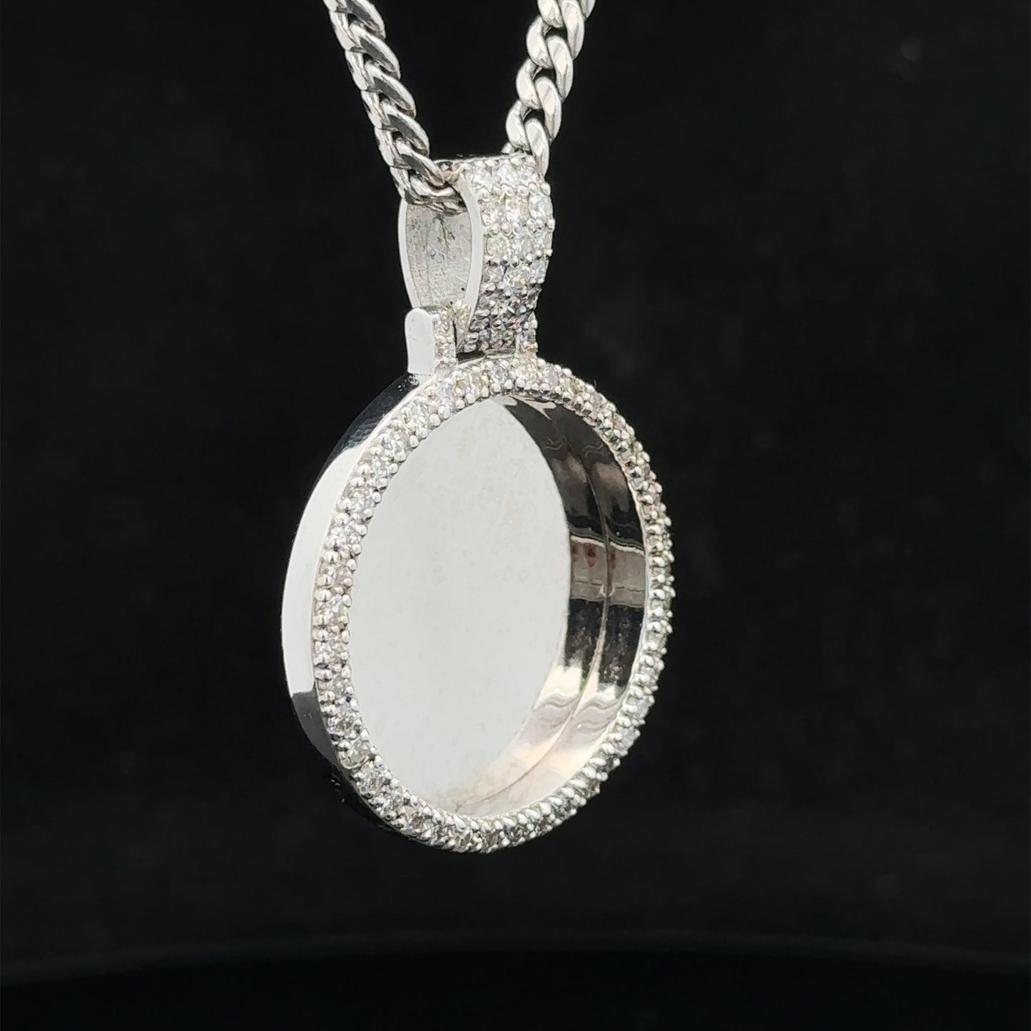14k white gold and diamond Picture Pendant and Chain set