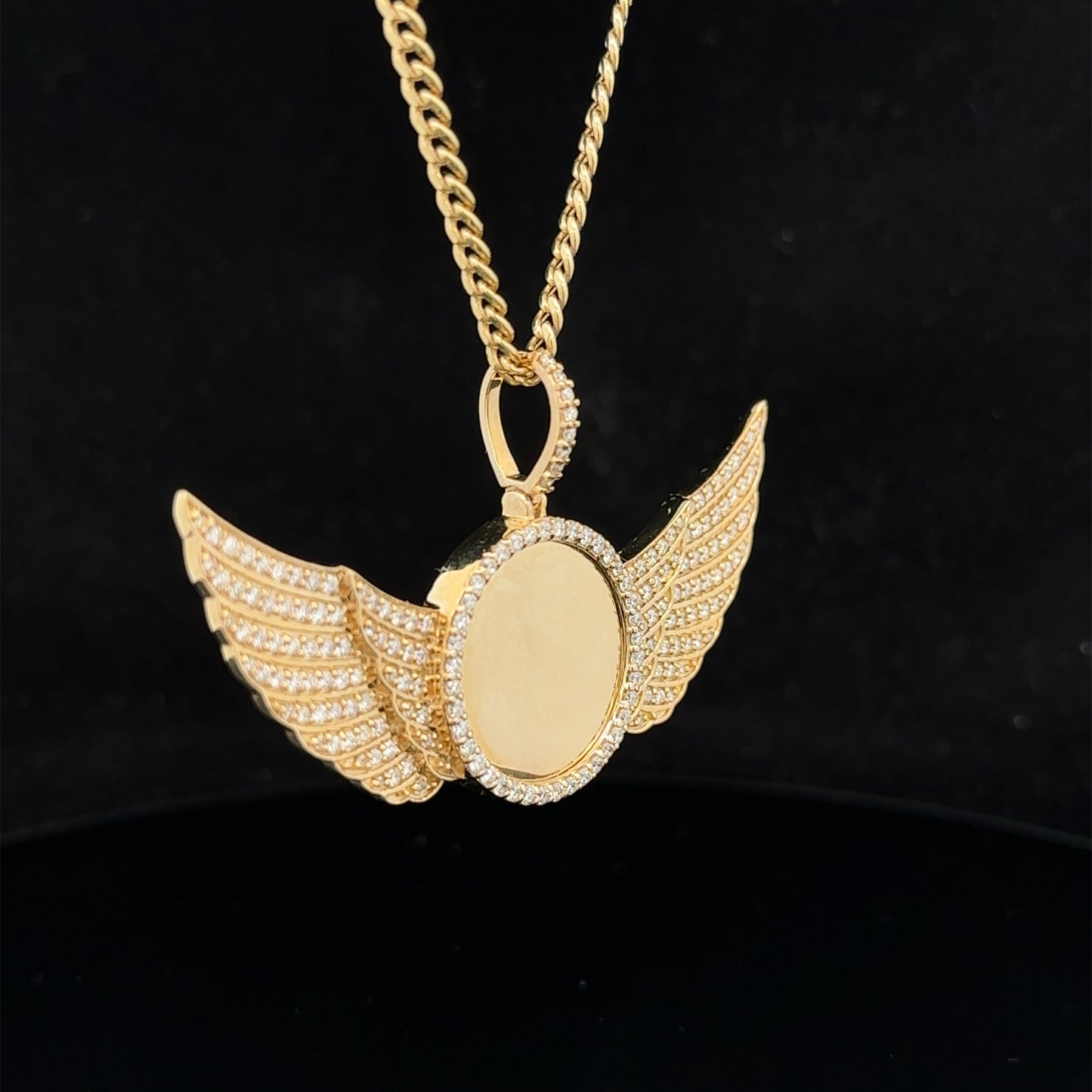 14k yellow gold and diamond Wing Picture pendant