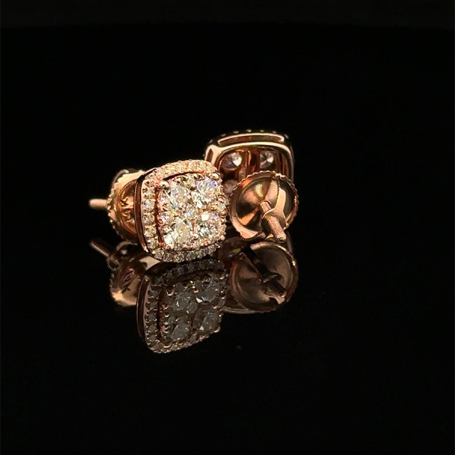 14k Rose Gold and Diamond Earrings