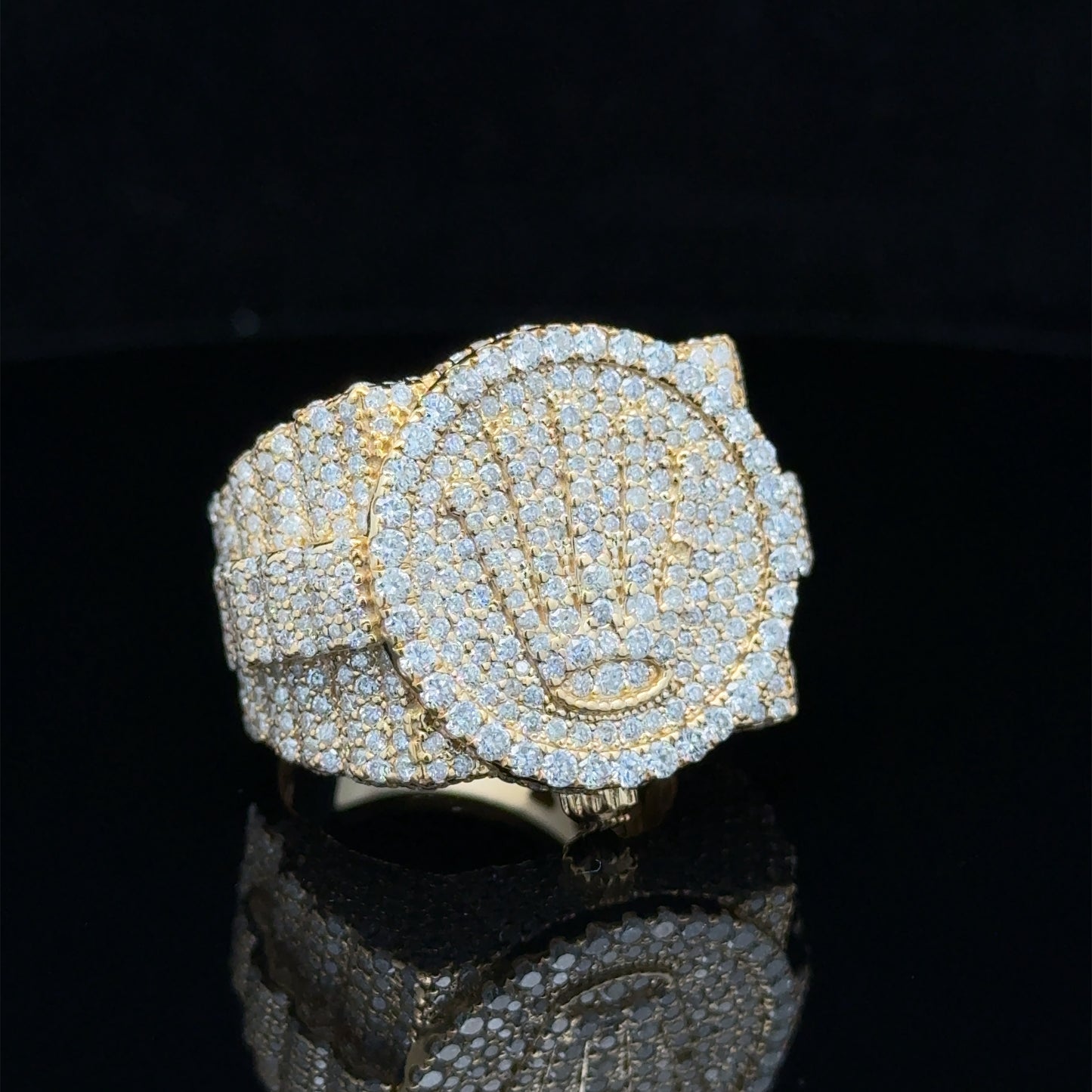 14k Yellow Gold and Diamond Men`s Ring