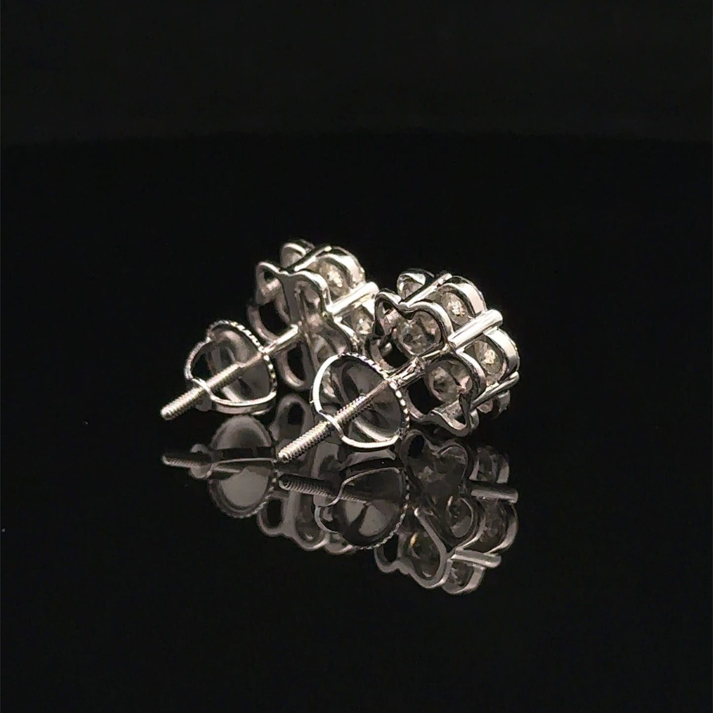 14k White Gold Diamond Flower Earrings – Delicate & Luxurious Fine Jewelry