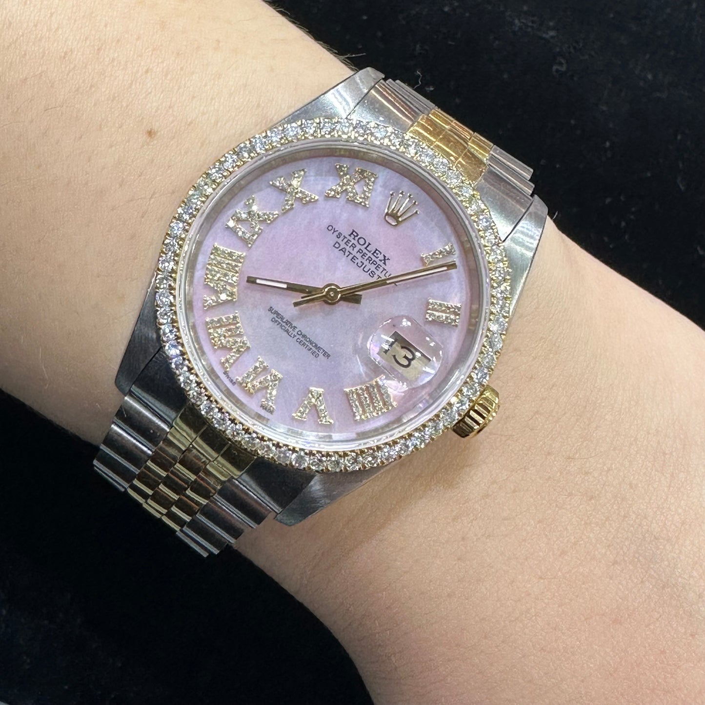 36mm Rolex Diamond Watch with Two-Tone Jubilee Bracelet