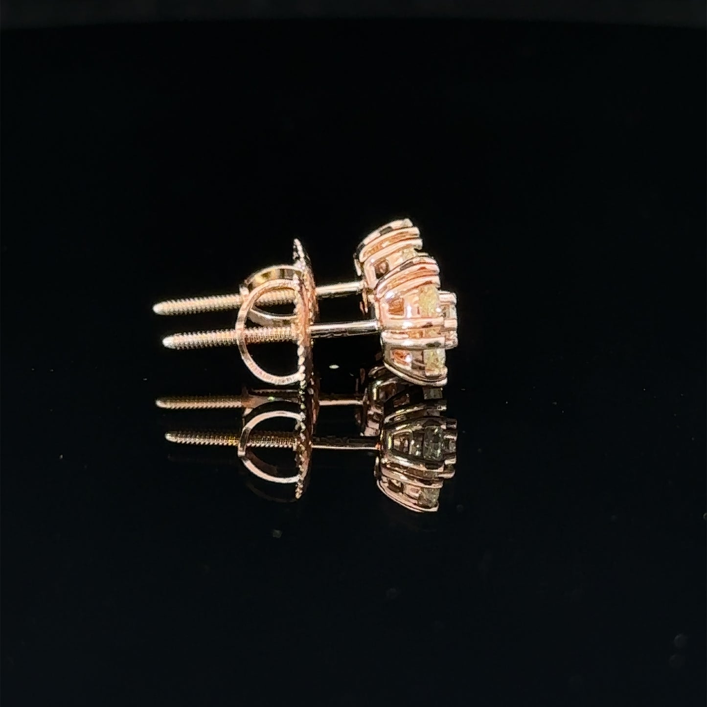 14k rose gold and diamond Flower Earrings (5 pointer)