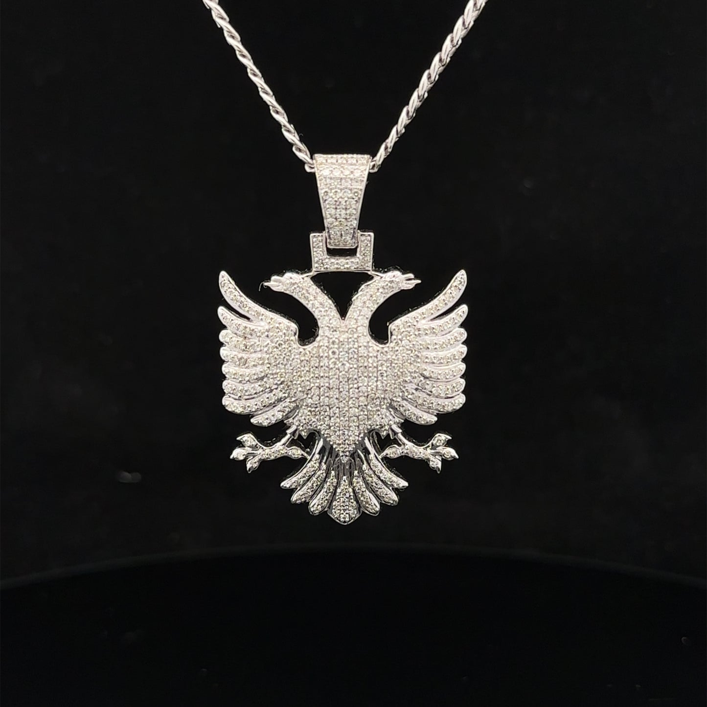 14k white gold and diamond Eagle pendant and 10k gold cuban link chain