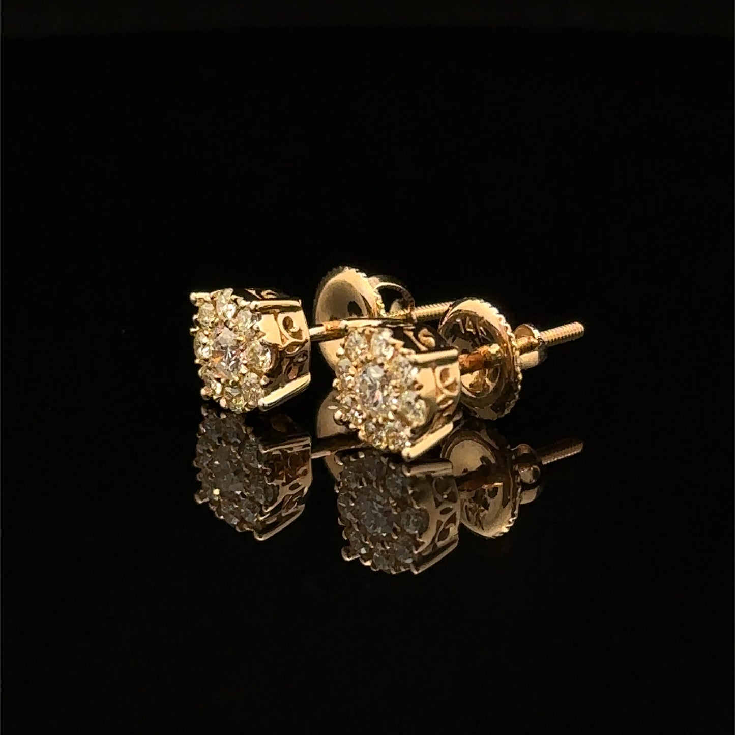 14k Yellow Gold and Diamond Earrings - Elegant & Timeless Jewelry