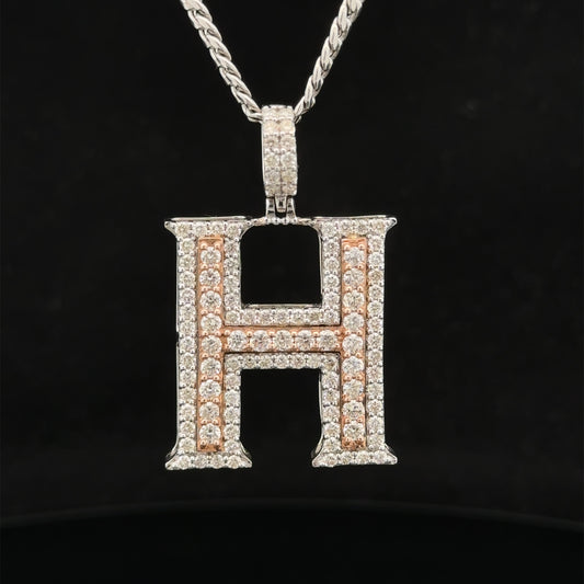 14k gold & diamond H Initial Pendant