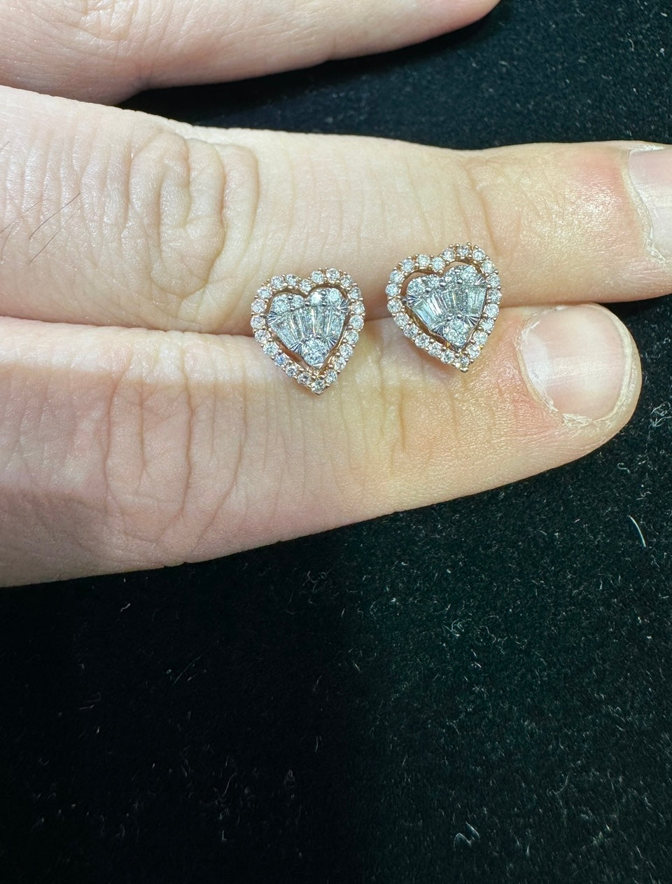 14k two-tone: rose and white gold and diamond Earrings