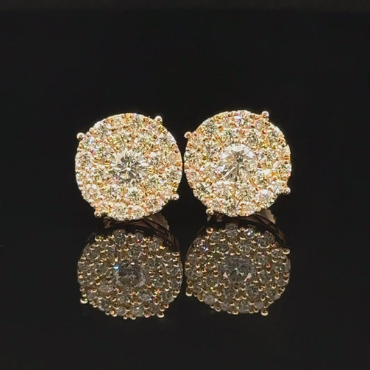 14K Yellow Gold Natural Diamond Earrings