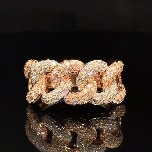 14k two-tone gold Cuban Ring