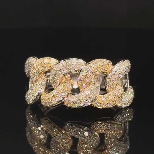 14k two-tone gold Cuban Ring